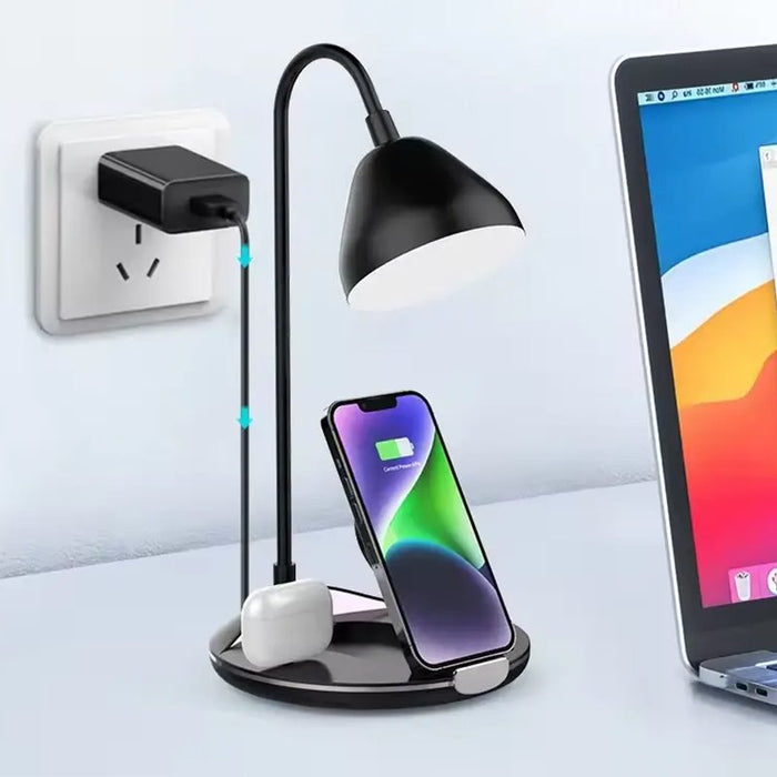 LuminaCharge – Lampada da Tavolo Pieghevole con Caricatore Wireless