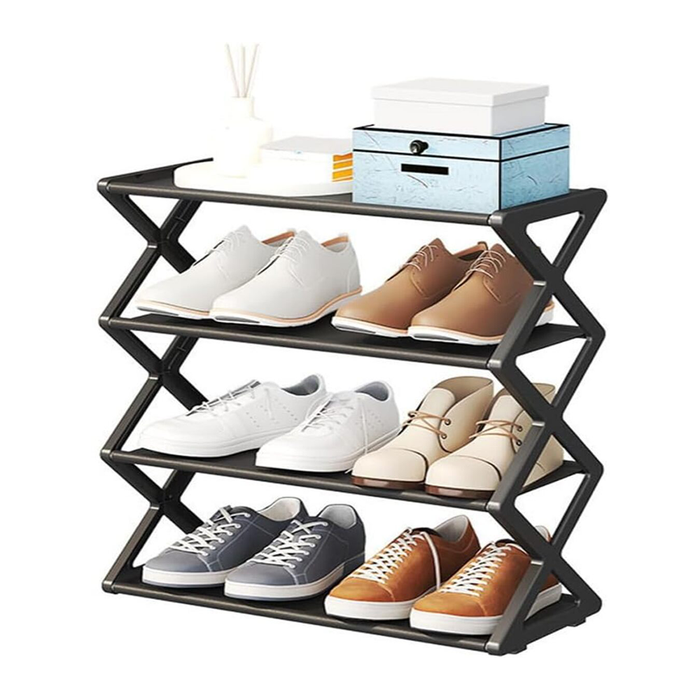 Scarpiera Salvaspazio Multi Ripiani con Struttura in Acciaio e Ripiani Impermeabili