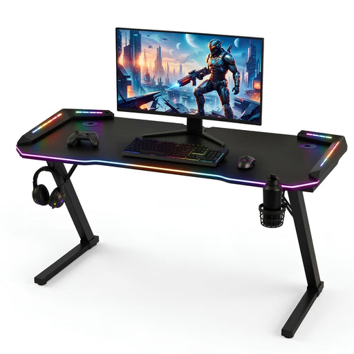Scrivania gaming 120x60 cm con luci LED RGB