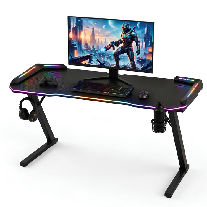 Scrivania gaming 120x60 cm con luci LED RGB