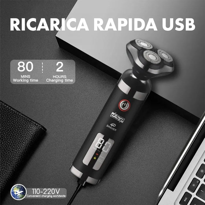 Rasoio Elettrico DSP 3D - Rasoio Impermeabile e Ricaricabile