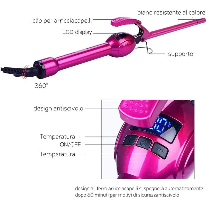 Pink Wave curling iron 9mm