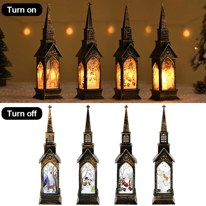 Christmas Church LED Lantern with Christmas Motif