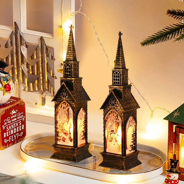 Christmas Church LED Lantern with Christmas Motif