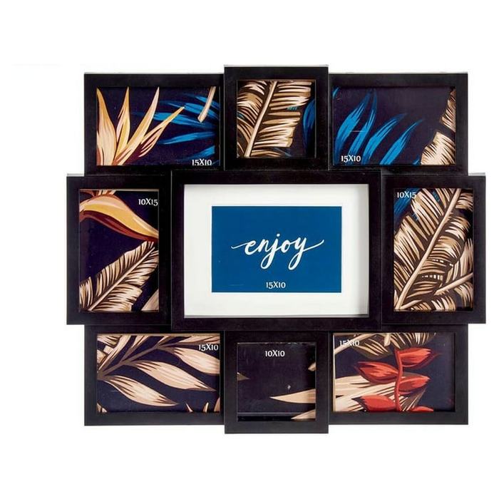 Black Wall Collage Frame for 9 Photos with 3D Effect