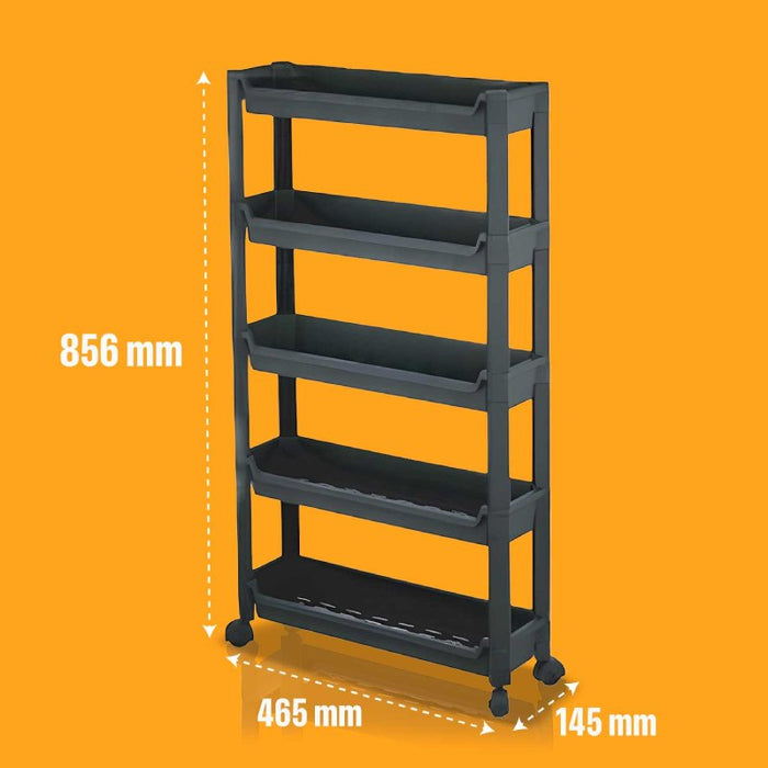 Space-saving 4-shelf storage trolley