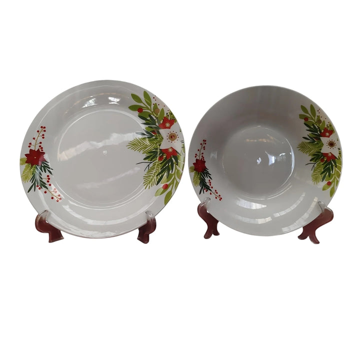 Servizio Piatti Natale in Porcellana 12 Pezzi