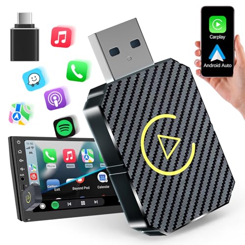 PWAYTEK Adattatore Wireless CarPlay E Android Auto - 2 In 1, WiFi 5GHz