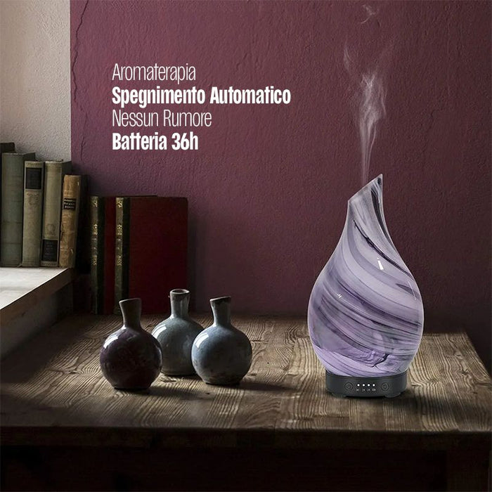 AromaGlide, Diffusore di Oli Essenziali in Vetro Artistico 120ml