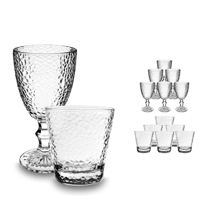 Bicchieri Vetro Trasparente Eleganti con 6 Calici e 6 Tumbler Lavabili in Lavastoviglie