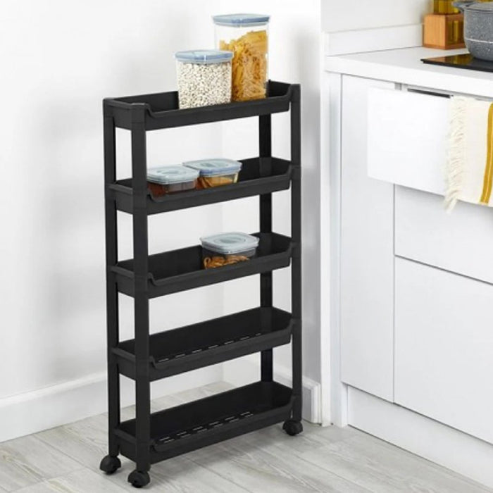 Space-saving 4-shelf storage trolley