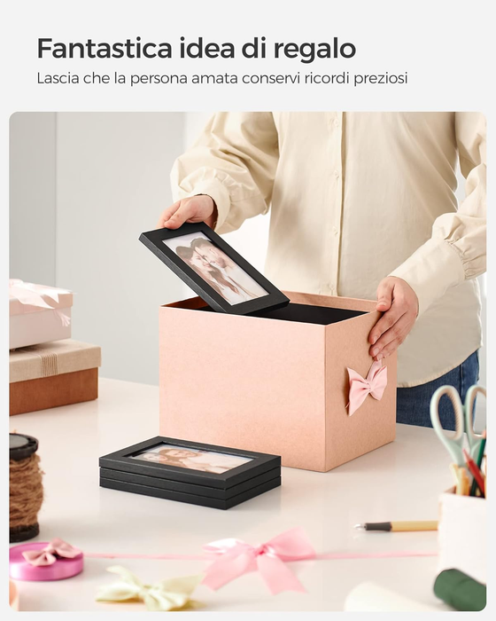 Black Wall Collage Frame for 9 Photos with 3D Effect