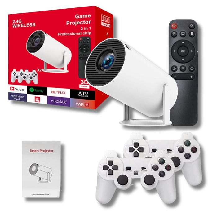 CinemaBlast  Proiettore 4K WiFi Bluetooth Home Cinema Gaming 2 Joystick