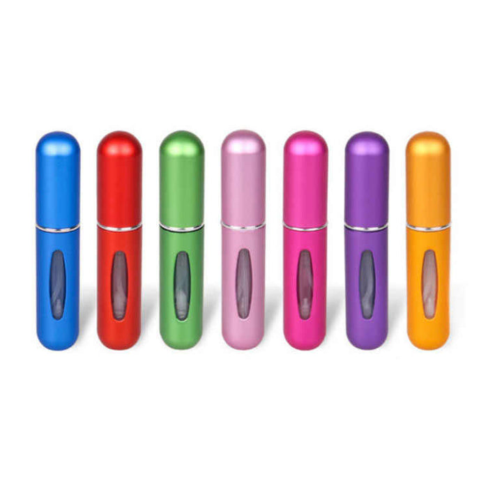 Set of 5 Refillable 5ml Aluminum Spray Bottles, Compact and Portable for Perfumes