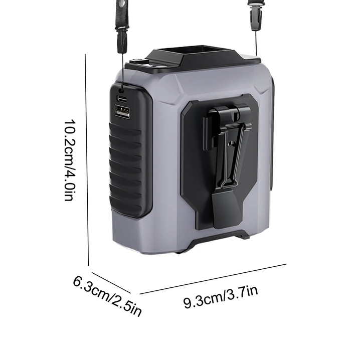 AirGo 5-in-1 Portable Fan - Rechargeable Power Bank, Clip, LED Flashlight and Table Stand