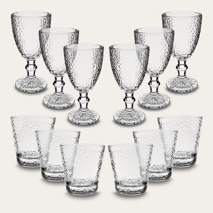 Bicchieri Vetro Trasparente Eleganti con 6 Calici e 6 Tumbler Lavabili in Lavastoviglie