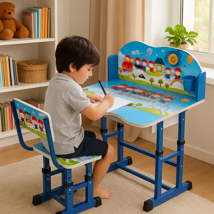 Scrivania e Sedia Regolabile Banchetto Studio per Bambini