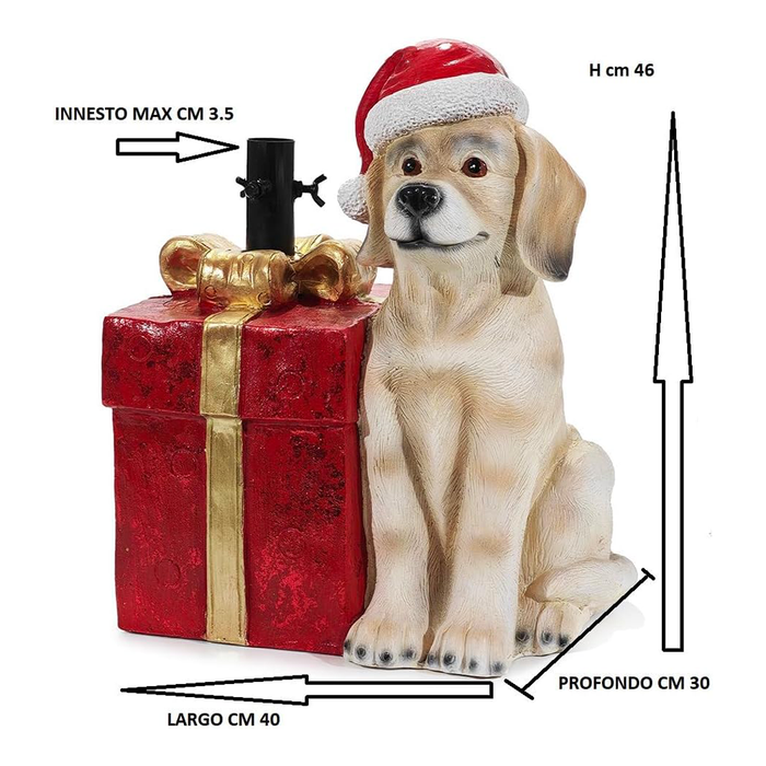 Base per Albero di Natale a Forma di Cane con Pacco Regalo