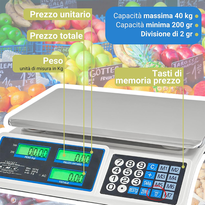 Bilancia Elettronica Professionale con Schermo LCD