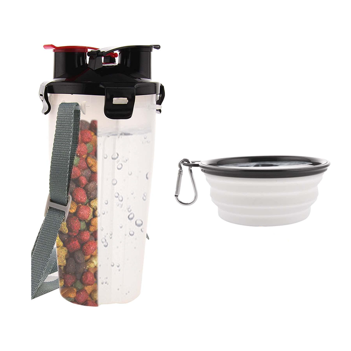 Borraccia Contenitore con Ciotola Pieghevole