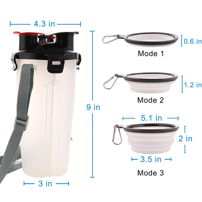 Borraccia Contenitore con Ciotola Pieghevole