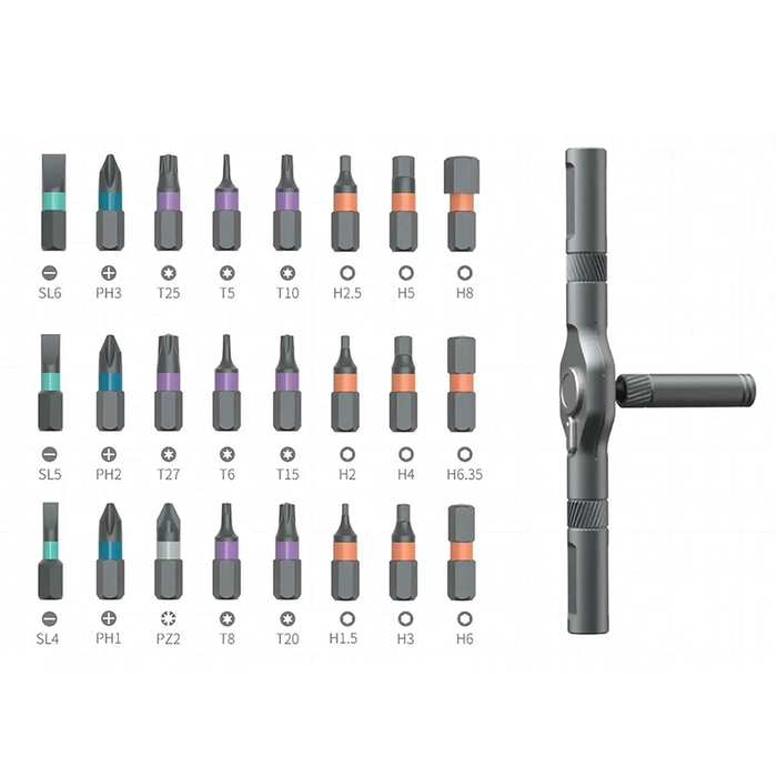 Professional Screwdriver Set with 24 Bits and Ratchet Wrench