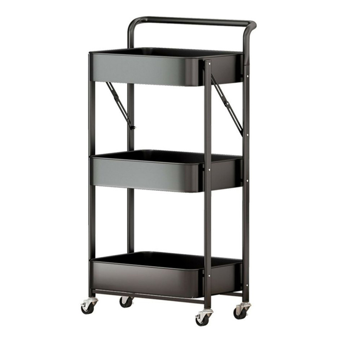 Carrello Portaoggetti Pieghevole a 3 Ripiani