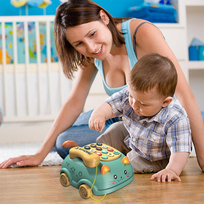 Telefono per Bambini a Forma di Gattino con Luci e Suoni