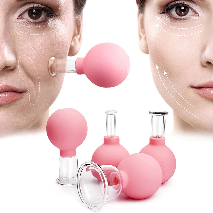 4-Piece Silicone and Glass Cupping Set for Massage and Therapy