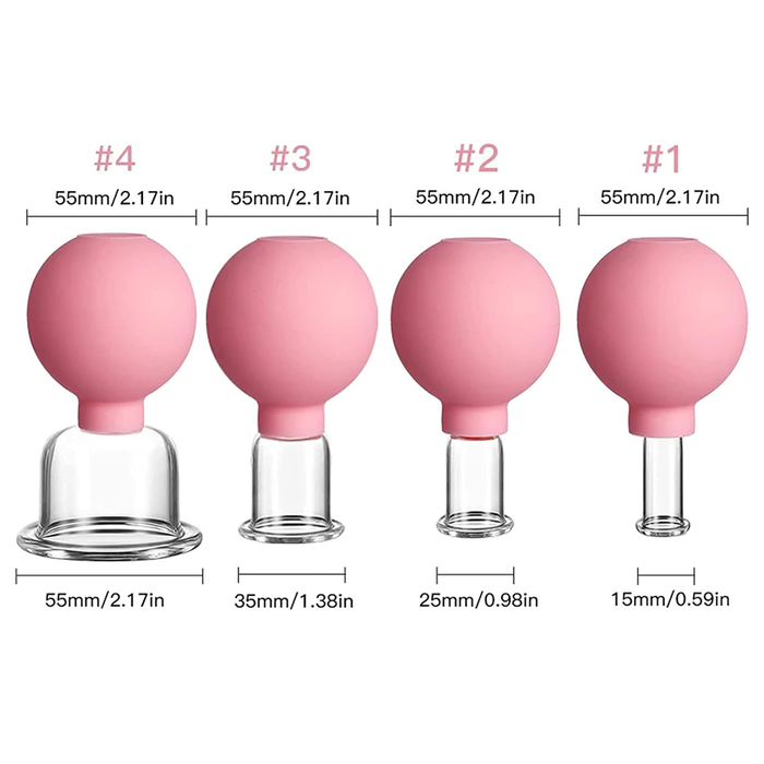 4-Piece Silicone and Glass Cupping Set for Massage and Therapy