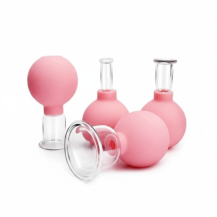 4-Piece Silicone and Glass Cupping Set for Massage and Therapy
