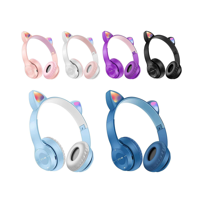 Cat Headphone Cuffie Bluetooth Pieghevoli con Luce LED