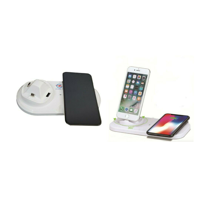 Dock Station di Ricarica Universale 5 in 1 USB, Lightning, Micro, Type-C e Wireless Fast Charge
