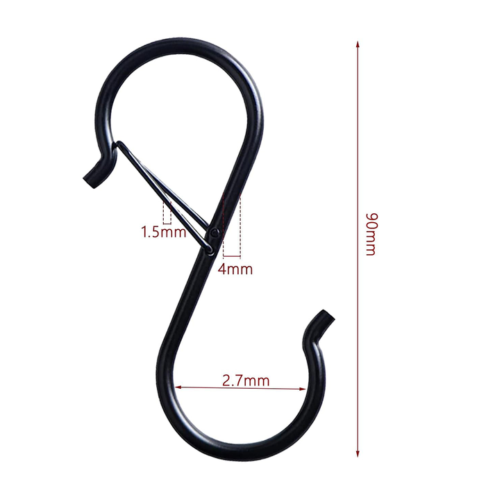 Metal S-Hooks with Safety Buckle