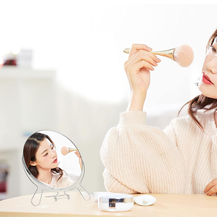 Specchio da Trucco Rotante a Due Facce per Tavolo e Bagno