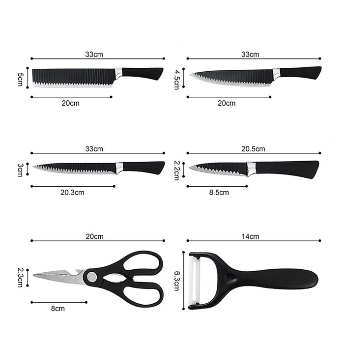 Coltelli da Cucina 6 Pezzi con Pelapatate e Forbici