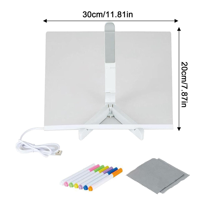 Lavagna Luminosa a LED Cancellabile con Penne Colorate e Supporto
