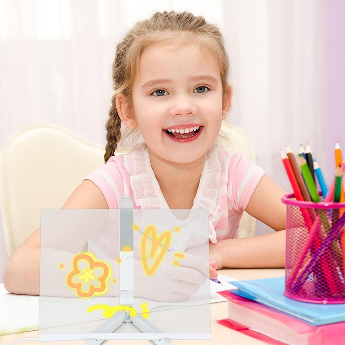 Lavagna Luminosa a LED Cancellabile con Penne Colorate e Supporto