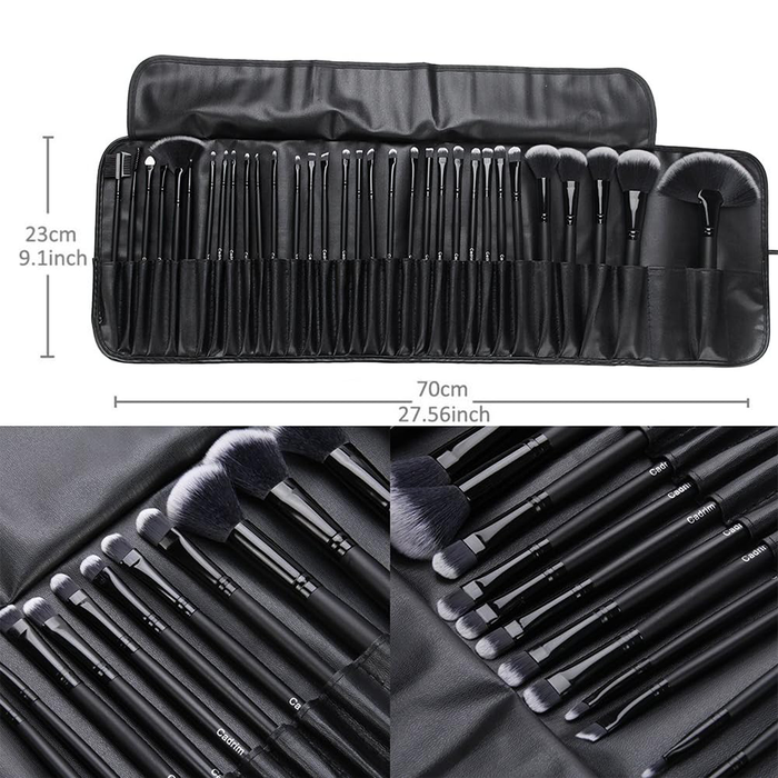 Pennelli Trucco Professionali 32 Pezzi con Custodia in Pelle