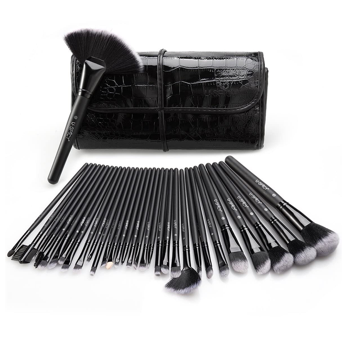 Pennelli Trucco Professionali 32 Pezzi con Custodia in Pelle