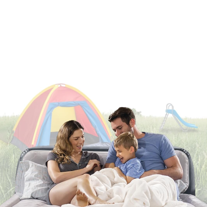 Double Inflatable Mattress with Fiber-Tech Technology and Integrated Electric Pump