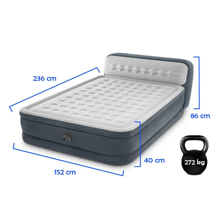 Double Inflatable Mattress with Fiber-Tech Technology and Integrated Electric Pump