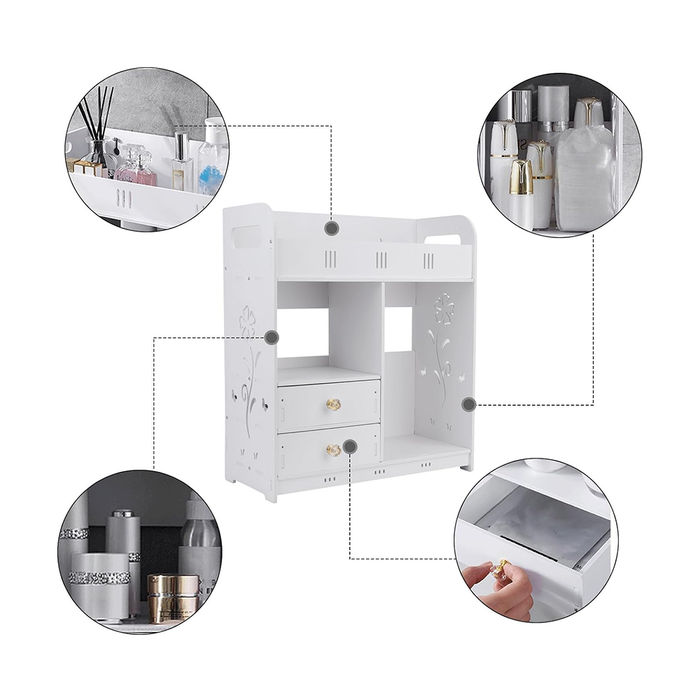 Wall-Mounted Bathroom Cabinet with Drawers and Shelves