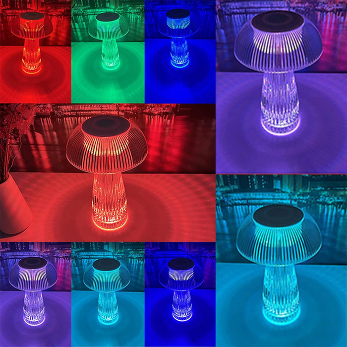 Rechargeable Mushroom-Shaped RGB Crystal Table Lamp