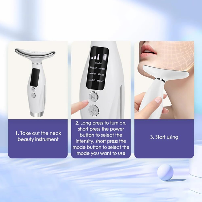 Neck Lift Massager LED 7 Modes with 3 Vibration Levels for Face and Neck