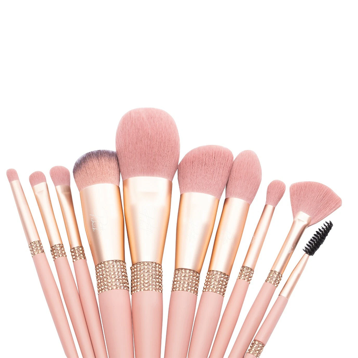 Pennelli Trucco Viso e Occhi 10 Pezzi con Custodia Rigida