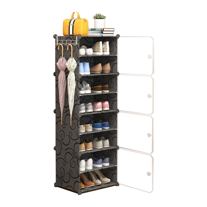 Scarpiera Salvaspazio in Tessuto a 8 Ripiani con Sportello Antipolvere