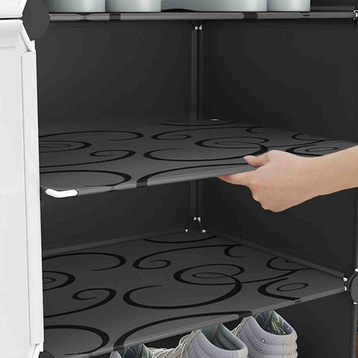 Scarpiera Salvaspazio in Tessuto a 8 Ripiani con Sportello Antipolvere