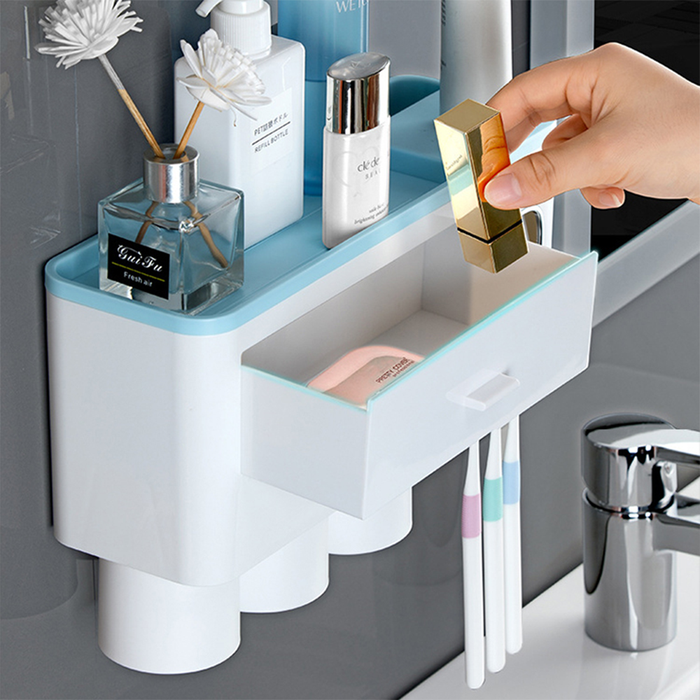 Portaspazzolino da Parete Magnetico con Dispenser Dentifricio