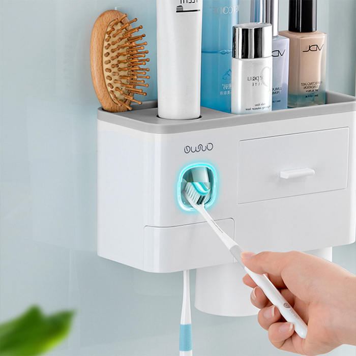 Portaspazzolino da Parete Magnetico con Dispenser Dentifricio